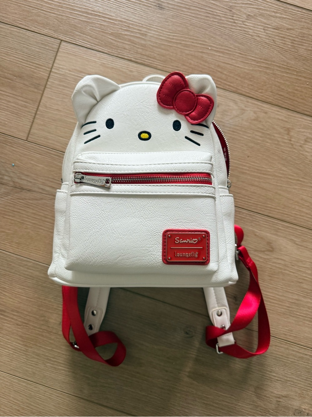 Loungefly White Hello Kitty Mini Backpack with Red Accents